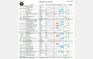 Calendrier des compétitions 2025-2026. (v03/01)
