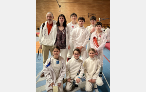 Guillaume Gillet, Noémie Reocreux, les M15 (Ethan, Timothée, Loucian, Arthur) , Océane, Olivia et Danae. - Fête de l'épée EOL - 2025.