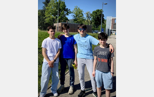 Timothée, Loucian, Ethan et Arthur au stage régional de Voiron pour la préparation à la fête des jeunes - 2025.