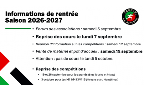 Informations de rentrée.