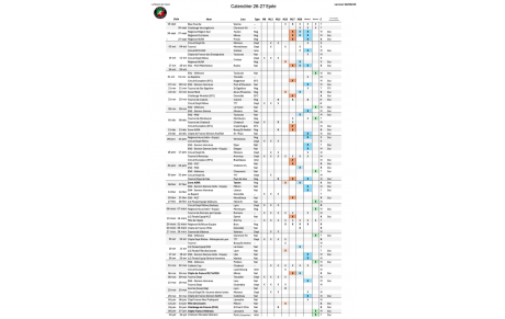 Calendrier des compétitions 2026-2027. (v08/09)