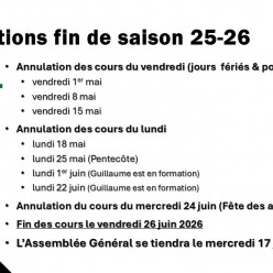 Informations fin de saison !