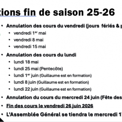 Informations fin de saison !