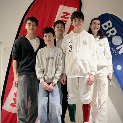 Thimothée Maes, Arthur Chevalerias, Antoine Marseille, Loucian Lancia et Noémie Reocreux - Zone M15 2025 à Bron.