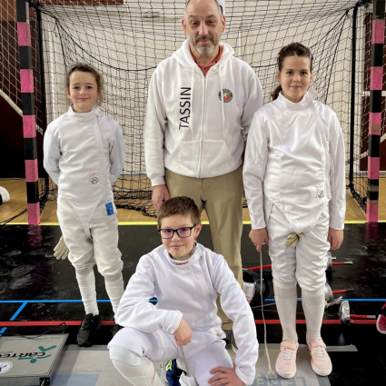 Olivia, Nathan et Océane (M11) avec Guillaume - Chabeuil - 2025