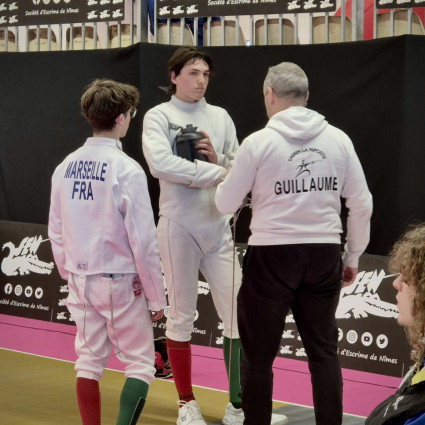 Antoine Marseille, Théolan Vildrac et Guillaume Gillet (Coach) EN M20/M17 - Nîmes 2026