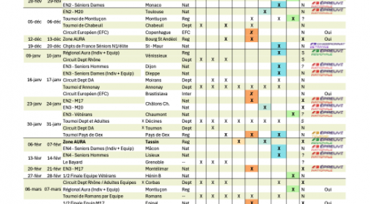 Calendrier des compétitions 2026-2027. (v23/09)